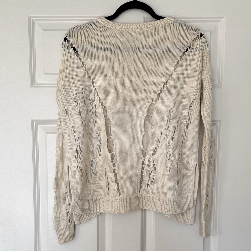 Helmut Lang Cream Sweater with Pointelle Holes - Picture 2 of 14